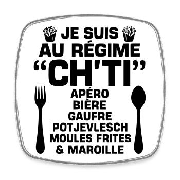 Régime ch'ti - Magnet carré - blanc - Devant