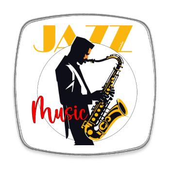 Jazz Saxophone Silhouette Music - Square fridge magnet - white - Front