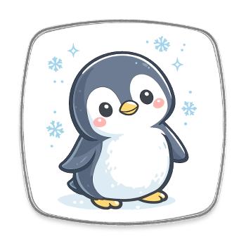 Kawaii Schneepinguin - Viereckiger Kühlschrankmagnet - Weiß - Vorne