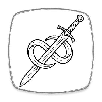 Sword Magic Fantasy RPG Tabletop - Square fridge magnet - white - Front
