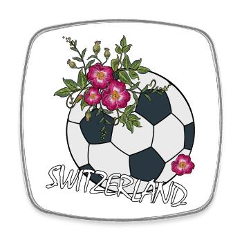 Fußball mit Rosen Schweiz - Viereckiger Kühlschrankmagnet - Weiß - Vorne
