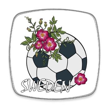Football aux roses Suède - Magnet carré - blanc - Devant