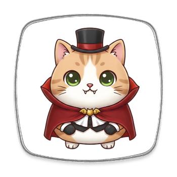 Katze als Vampir - Viereckiger Kühlschrankmagnet - Weiß - Vorne