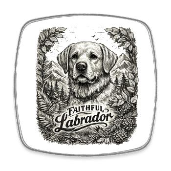 Labrador Retriever Hund Pfote Wald Berge - Viereckiger Kühlschrankmagnet - Weiß - Vorne