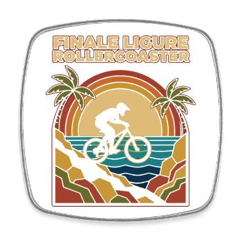 Finale Ligure Achterbahn Retro Enduro MTB - Viereckiger Kühlschrankmagnet - Weiß - Vorne