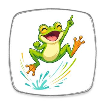 Cheerful Jumping Frog - Square fridge magnet - white - Front