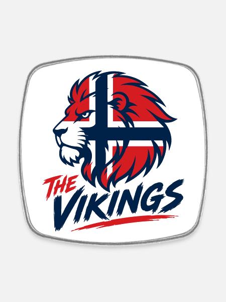 Viking Lion Logo Football Norway Nation - Square fridge magnet - white