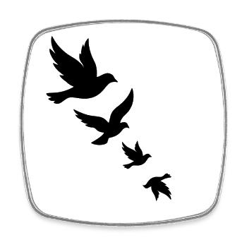 Sticker Oiseaux Volants Silhouette Liberté - Magnet carré - blanc - Devant