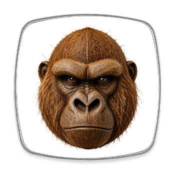 Kokosnuss Gorilla | Starkes Tiermotiv - Viereckiger Kühlschrankmagnet - Weiß - Vorne