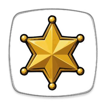 Gold Sheriff's Star Badge - Square fridge magnet - white - Front