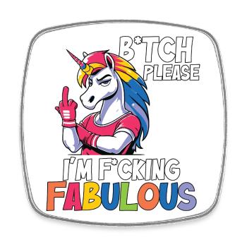 Rainbow Unicorn Saying I'm Great - Square fridge magnet - white - Front