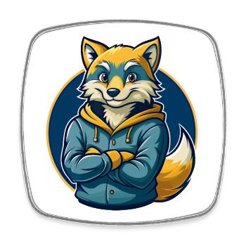 Arktischer Fuchs Kawaii Maskottchen Cartoon Clipart-Logo - Viereckiger Kühlschrankmagnet - Weiß - Vorne