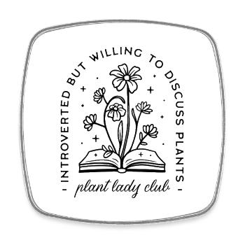 Esthétique de fille introvertie amoureuse des plantes - Magnet carré - blanc - Devant