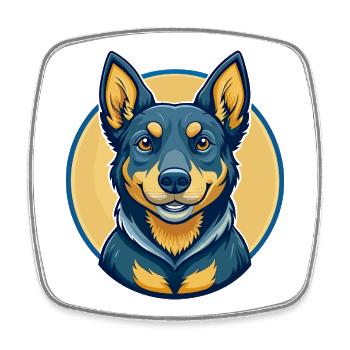 Australian Kelpie Dog Kawaii Cartoon Clipart Logo - Square fridge magnet - white - Front