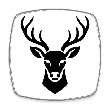 Cerf sacré minimaliste noir - Magnet carré - blanc - Devant