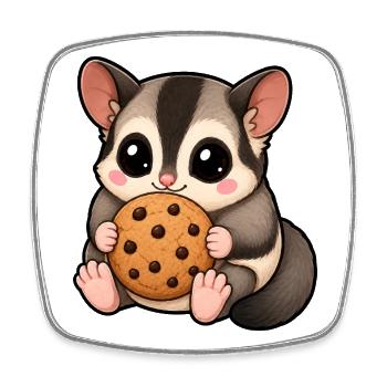 Bande dessinée dessinée Sugar Glider Sweet Biscuit - Magnet carré - blanc - Devant