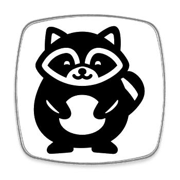 raccoon - Square fridge magnet - white - Front