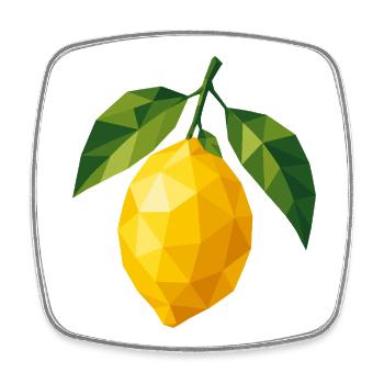 Geometric Lemon | Polygon Fruit Motif - Square fridge magnet - white - Front