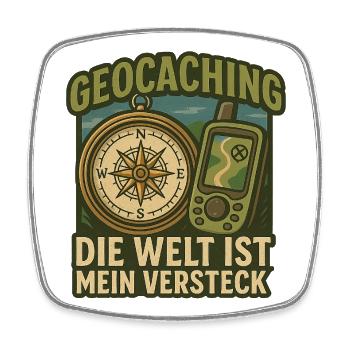 Geocaching: Welt ist mein Versteck - Viereckiger Kühlschrankmagnet - Weiß - Vorne