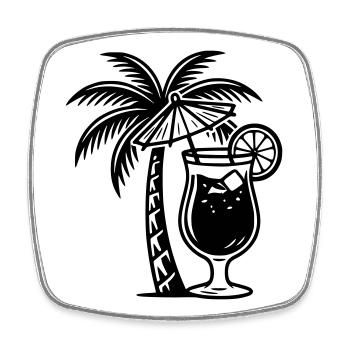 Cocktail Palm - Square fridge magnet - white - Front