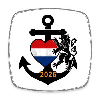 Heart of the Netherlands 2026 Anchor Dragon - Square fridge magnet - white - Front
