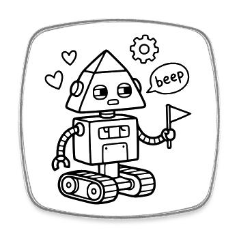 Roboter Beep Kindergeburtstag Technik Bastler - Viereckiger Kühlschrankmagnet - Weiß - Vorne