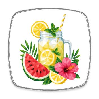 Geometric Lemonade | Summer Drink Low Poly - Square fridge magnet - white - Front