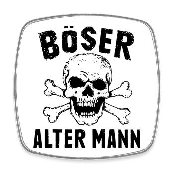 Böser alter Mann Totenkopf Lustiges Skull Vintage - Viereckiger Kühlschrankmagnet - Weiß - Vorne