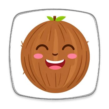 Lachende Kokosnuss Kawaii Motiv - Magnet carré - blanc - Devant