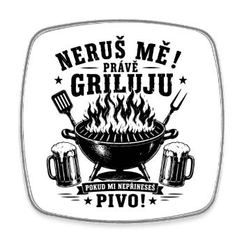 Vtipné tričko na grilování s motivem piva - Viereckiger Kühlschrankmagnet - Weiß - Vorne