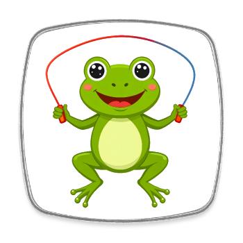 Dessin animé de la grenouille verte sautant à la corde drôle - Magnet carré - blanc - Devant