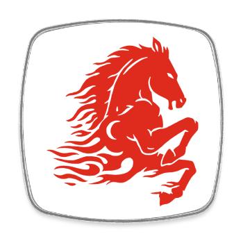 Cheval de feu (rouge) - Magnet carré - blanc - Devant