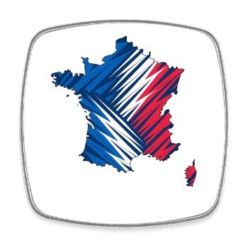 Carte du t-shirt France Paris pour hommes et femmes - Magnet carré - blanc - Devant