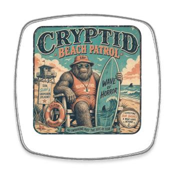 Cryptid Beach Patrol Motif Rétro Gorille Vintage - Magnet carré - blanc - Devant