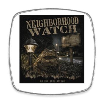 Neighborhood Watch Kröte Horror Vintage LO-FI  - Viereckiger Kühlschrankmagnet - Weiß - Vorne