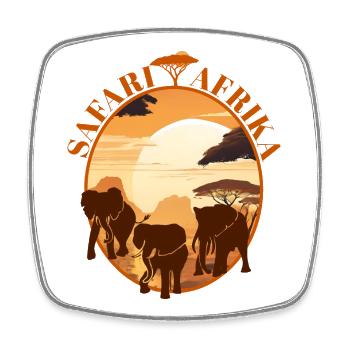 Savannen Afrika Elefanten Sonnenuntergang Logo - Viereckiger Kühlschrankmagnet - Weiß - Vorne