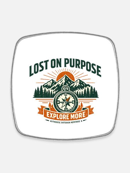 Lost? Discover More Adventures - Square fridge magnet - white