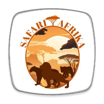 Savannen Safari Sonnenuntergang - Viereckiger Kühlschrankmagnet - Weiß - Vorne