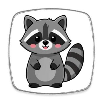 Cadeau d’anniversaire de Raccoon Kawaii - Magnet carré - blanc - Devant