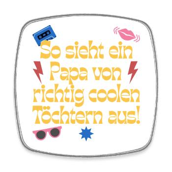 Papa von Töchtern Retro - Viereckiger Kühlschrankmagnet - Weiß - Vorne