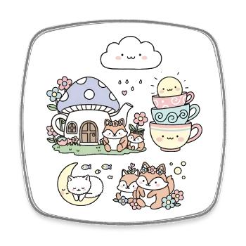 Cute Forest Houses and Animals - Viereckiger Kühlschrankmagnet - Weiß - Vorne