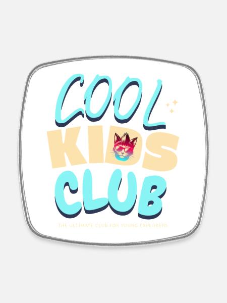 Cool Kids Club Cat Logo - Square fridge magnet - white