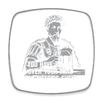 Citation stoïcienne de Marc Aurèle avec de la bière - Magnet carré - blanc - Devant
