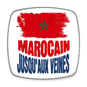 Marocain Jusqu Aux Veines Fierte Maroc Royaume - Magnet carré - blanc - Devant