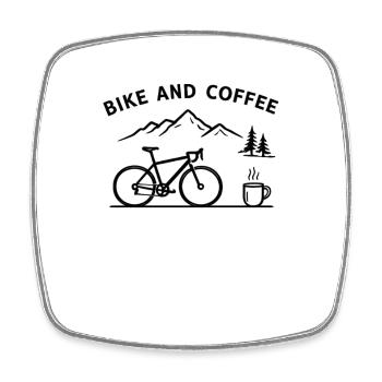 Mountain bike and coffee motif - Square fridge magnet - white - Front