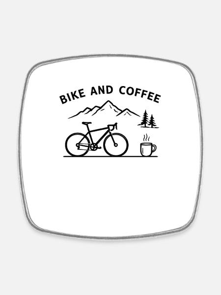 Motif VTT et café - Magnet carré - blanc