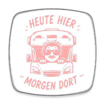 Heute Hier Morgen Dort Bus - Viereckiger Kühlschrankmagnet - Weiß - Vorne
