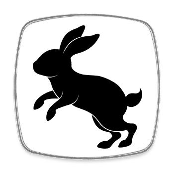 jumping bunny - Square fridge magnet - white - Front