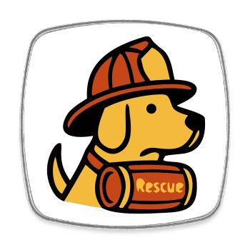 Icône des pompiers de chiens de sauvetage - Magnet carré - blanc - Devant