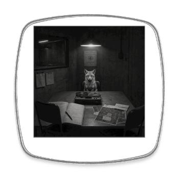 Fox Interrogation Vintage Mystery Animal Crime Vintage - Square fridge magnet - white - Front